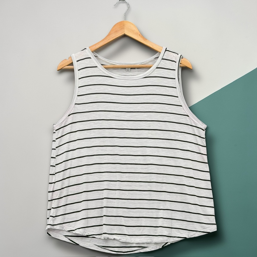 Green Envelope B&W Striped‎ Soft Tank L